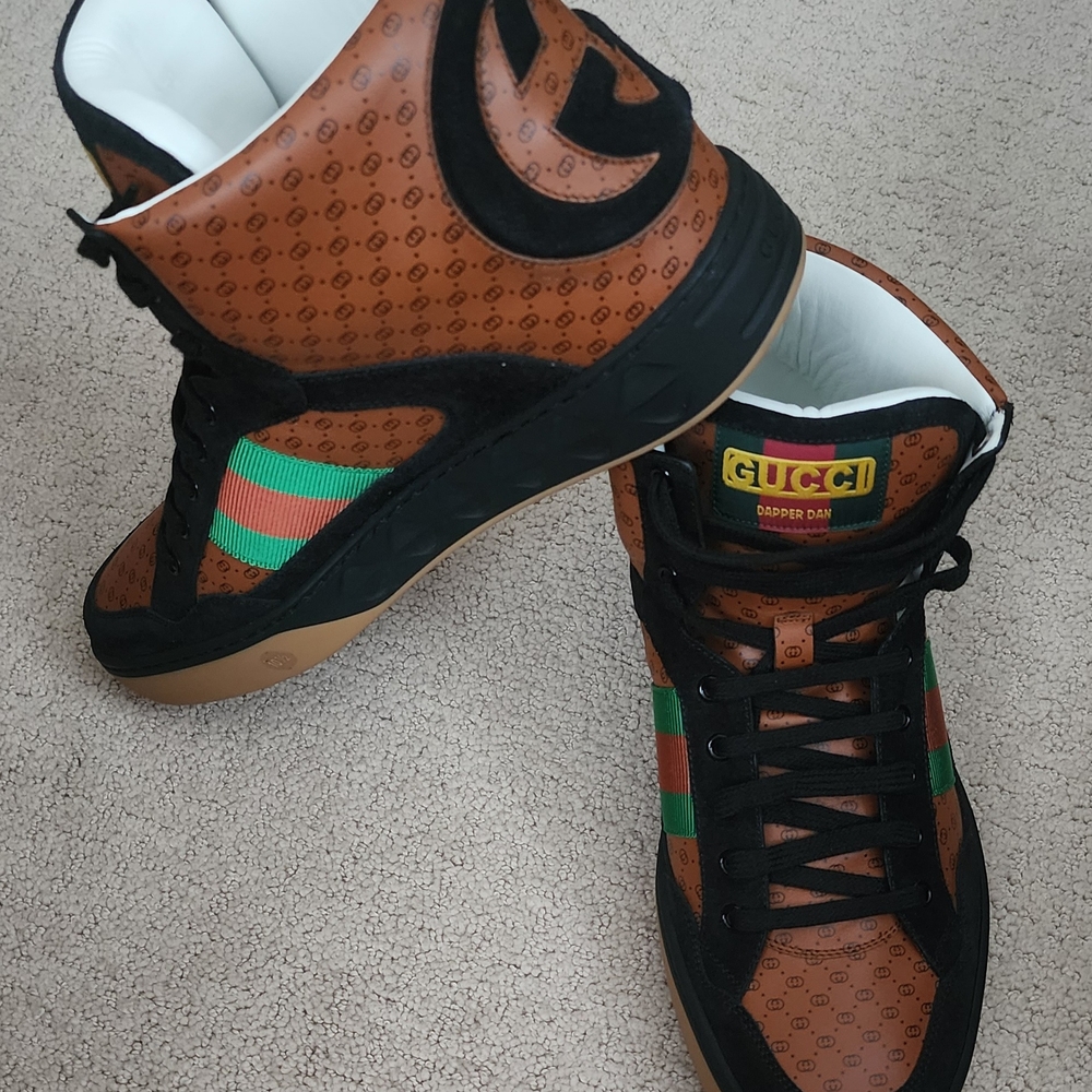 Gucci × Dapper DAN Brown High-Top Sneakers Sz 10.5